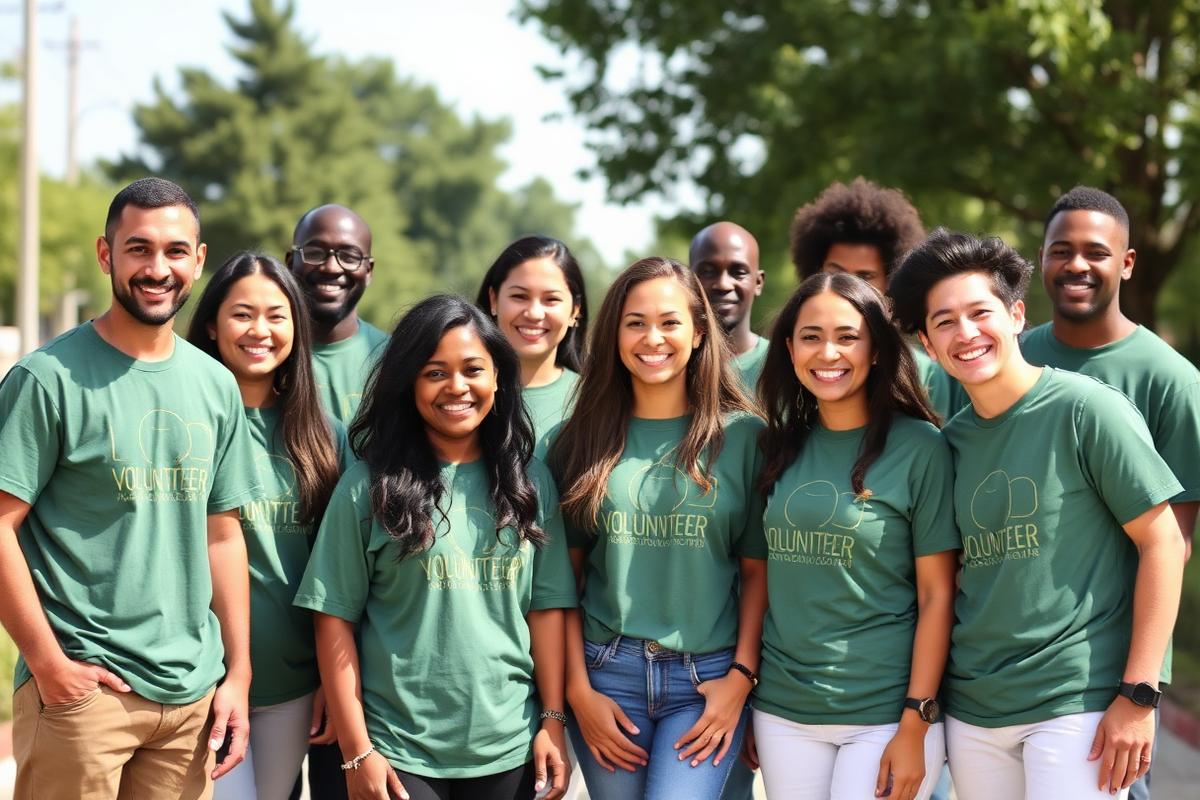Community volunteers standing together outdoors